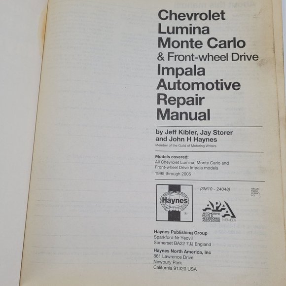 Chevrolet Lumina, Monte Carlo & Impala FWD 1995-2005 - Picture 2 of 6